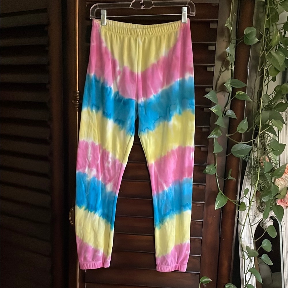 Spiritual Gangster Tie-Dye Jogger Pants in Pink, Blue, and Yellow 14